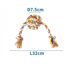 Bavlnené lano s loptou a 2 uzlami Nobleza - 32cm (béžové)