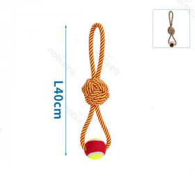 Bavlnené lano s uzlom a loptou - 40cm (červené/hnedé)